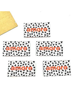 Lot de 5 étiquettes tissées à coudre Amore 2
