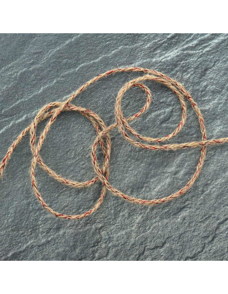 Tresse ronde jute lurex - Rouge