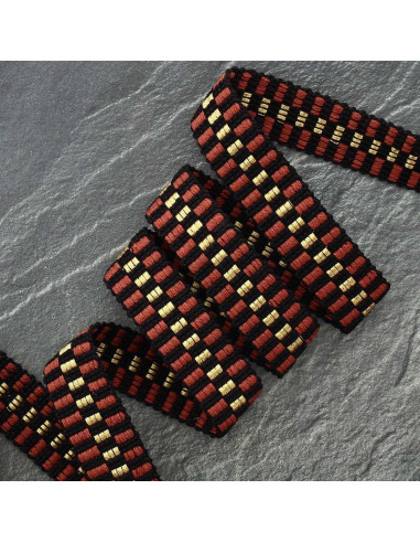 Sangle damier lurex - Rouille