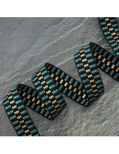Sangle damier lurex - Bleu pacifique