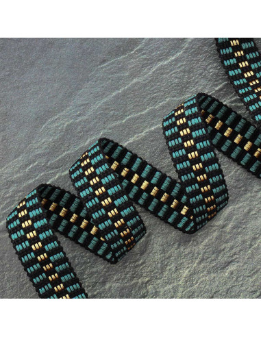 Sangle damier lurex - Bleu pacifique