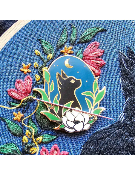 Porte-aiguilles aimanté - Chat noir