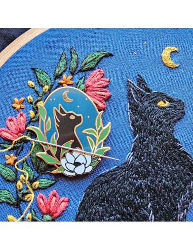 Porte-aiguilles aimanté - Chat noir