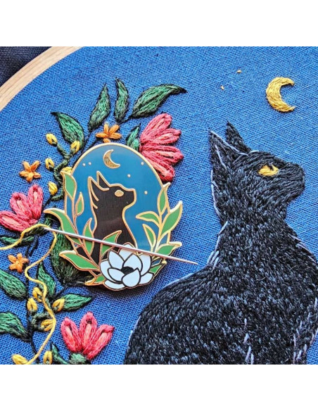 Porte-aiguilles aimanté - Chat noir