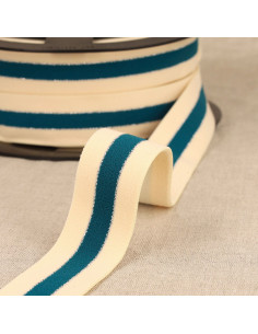 Élastique bicolore lisières argent - Bleu canard