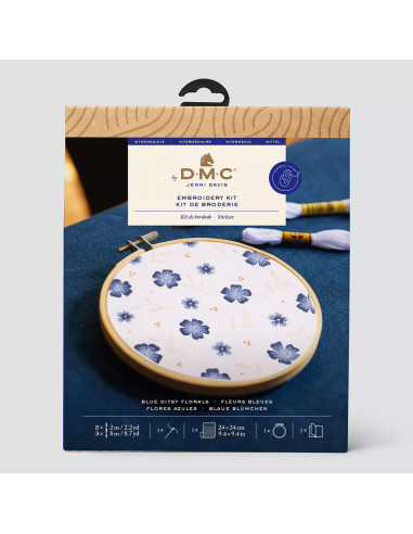 Kit broderie - Fleurs bleues
