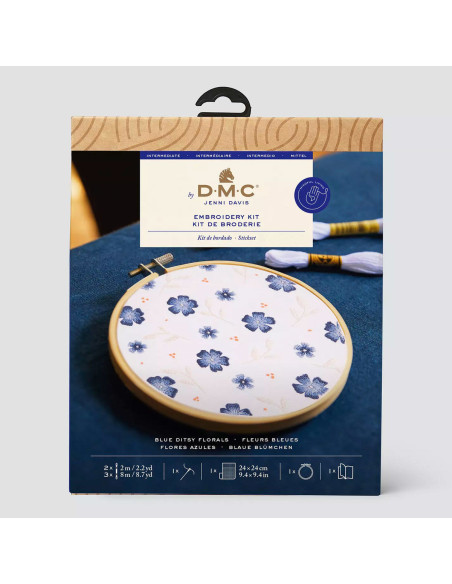 Kit broderie - Fleurs bleues
