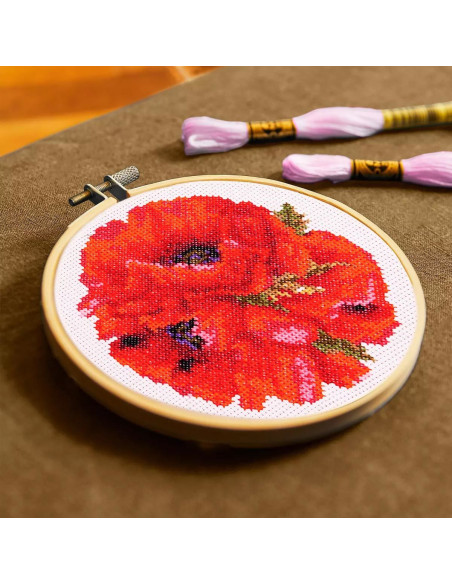 Kit broderie point de croix - Coquelicot rouge