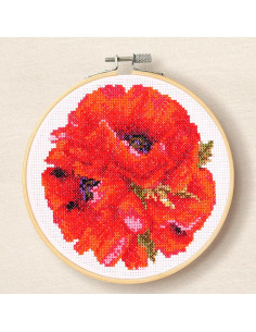 Kit broderie point de croix - Coquelicot rouge 2