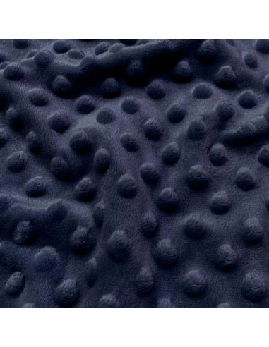 Tissu minky à pois - Bleu nuit
