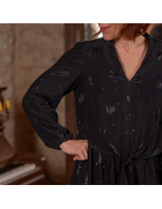 Tissu jacquard de viscose Streli Noir - Églantine & Zoé 2