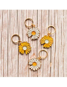 Lot de 4 anneaux marqueurs de maille - Marguerites jaunes et blanches 2