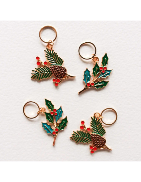 Lot de 4 anneaux marqueurs de maille - Un air de Noël