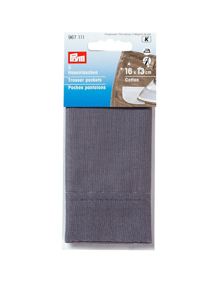 Lot de 2 demi-poches de pantalon thermocollantes grises