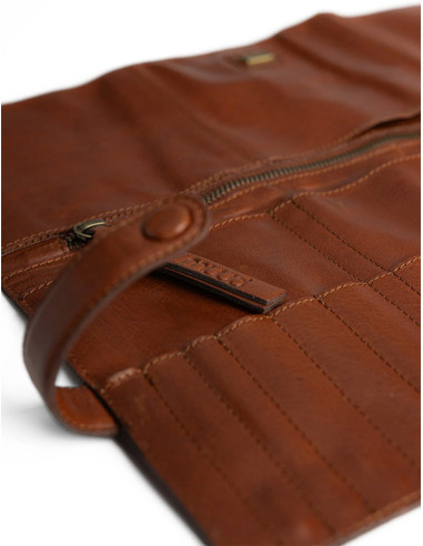 Etui de rangement en cuir pour aiguilles circulaires Muud Stockholm - Rich Brown