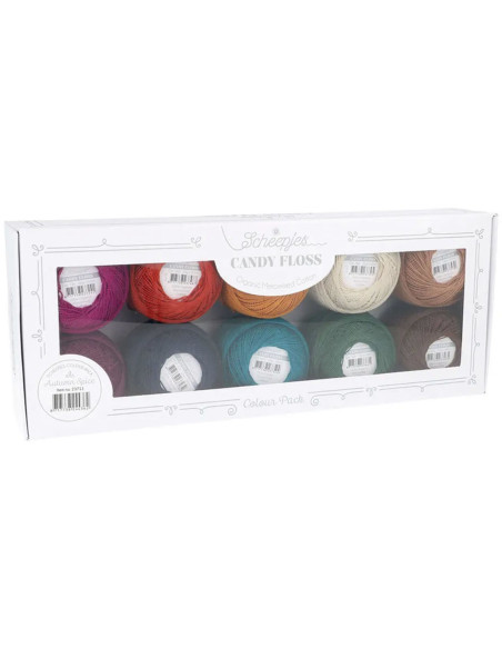 Coffret de 10 pelotes de coton perlé Scheepjes Candy Floss N°10 - Autumn Spice