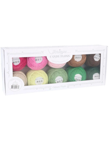 Coffret de 10 pelotes de coton perlé Scheepjes Candy Floss N°10 - Greens