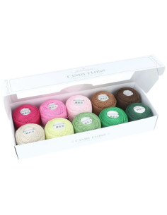 Coffret de 10 pelotes de coton perlé Scheepjes Candy Floss N°10 - Greens 2