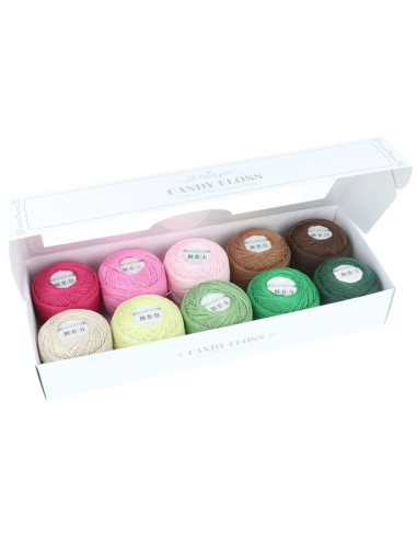 Coffret de 10 pelotes de coton perlé Scheepjes Candy Floss N°10 - Greens