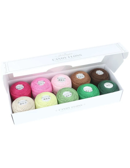 Coffret de 10 pelotes de coton perlé Scheepjes Candy Floss N°10 - Greens