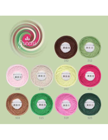 Coffret de 10 pelotes de coton perlé Scheepjes Candy Floss N°10 - Greens