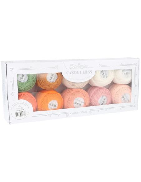 Coffret de 10 pelotes de coton perlé Scheepjes Candy Floss N°10 - Peachy