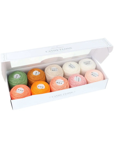 Coffret de 10 pelotes de coton perlé Scheepjes Candy Floss N°10 - Peachy