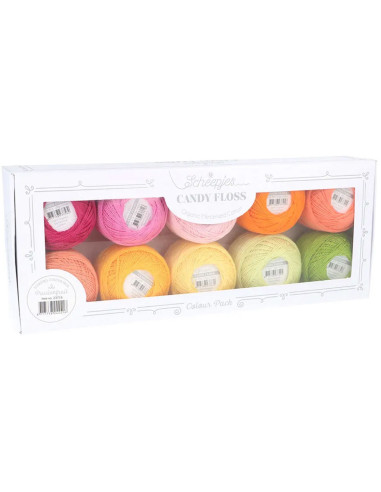 Coffret de 10 pelotes de coton perlé Scheepjes Candy Floss N°10 - Passionfruit