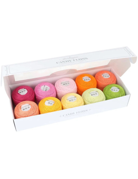 Coffret de 10 pelotes de coton perlé Scheepjes Candy Floss N°10 - Passionfruit