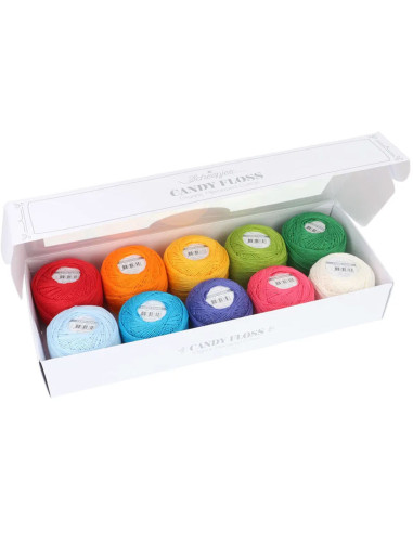 Coffret de 10 pelotes de coton perlé Scheepjes Candy Floss N°10 - Birthday Cake