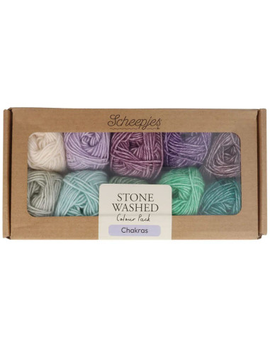 Coffret de 10 pelotes Scheejes Stone Washed Colour Pack - Chakras