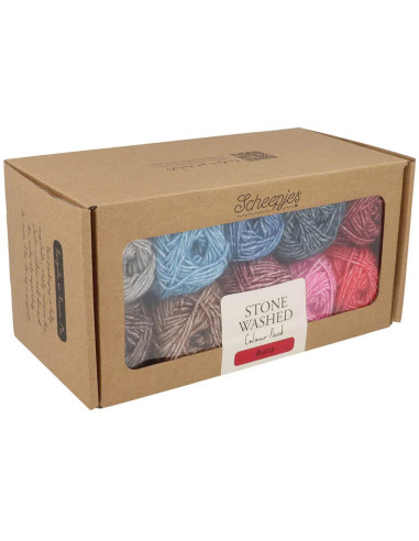 Coffret de 10 pelotes Scheejes Stone Washed Colour Pack - Aura