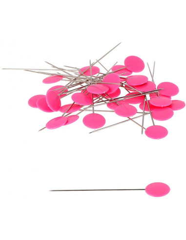 Boite de 100 épingles à tête plastique pastilles fuschia Bohin