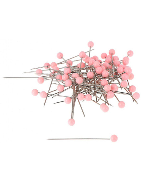 Boite de 150 épingles à tête plastique rondes rose clair Bohin