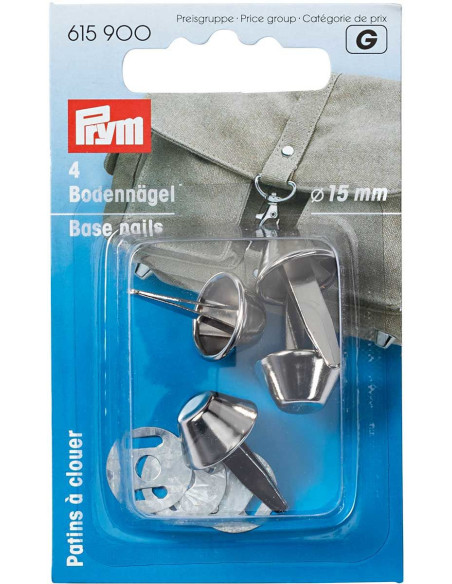 Lot 4 patins pour sacs 15 mm - Argent