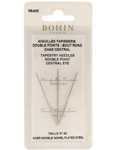 Aiguilles à tapisserie double pointe chas central