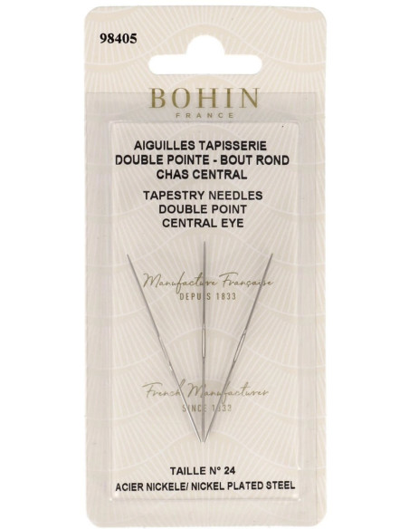 Aiguilles à tapisserie double pointe chas central