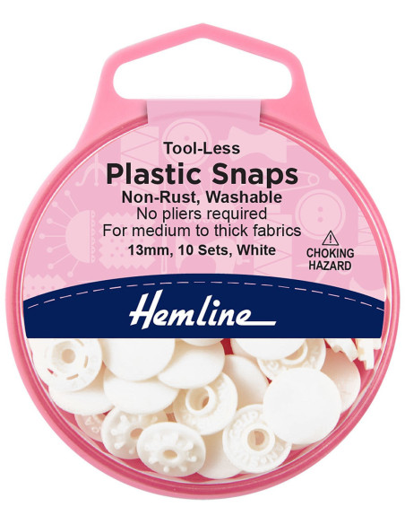 Boutons pression sans pince 13 mm - Blanc