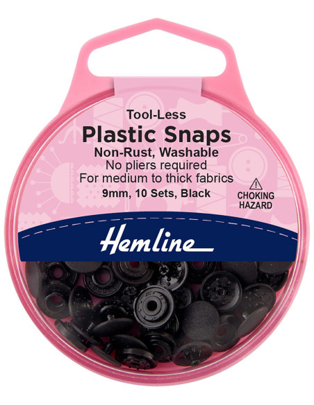 Boutons pression sans pince 9 mm - Noir