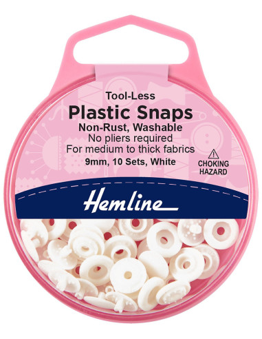 Boutons pression sans pince 9 mm - Blanc