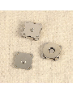 Set de 2 boutons attache magnet 18 mm à coudre - Argent