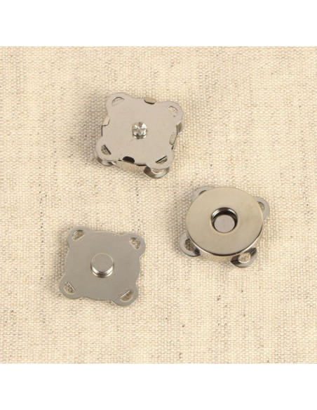Set de 2 boutons attache magnet 18 mm à coudre - Argent