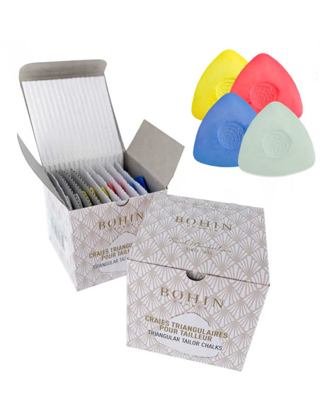 Boite de 10 craies triangulaires couleurs assorties Bohin