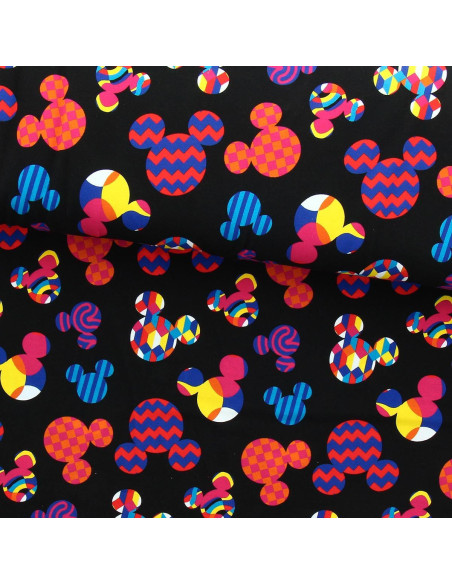 Tissu jersey Disney - Tête de Mickey multicolore