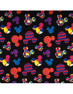 Tissu jersey Disney - Tête de Mickey multicolore 2