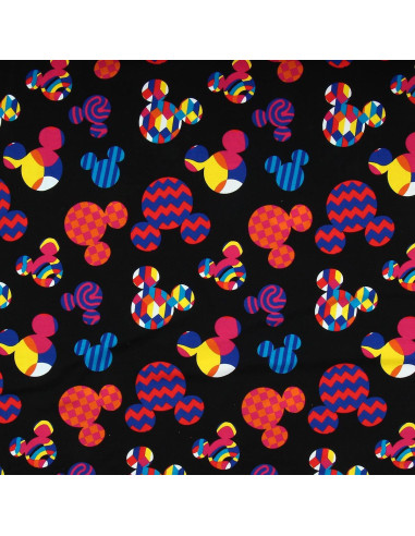 Tissu jersey Disney - Tête de Mickey multicolore