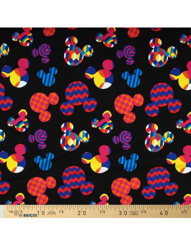 Tissu jersey Disney - Tête de Mickey multicolore