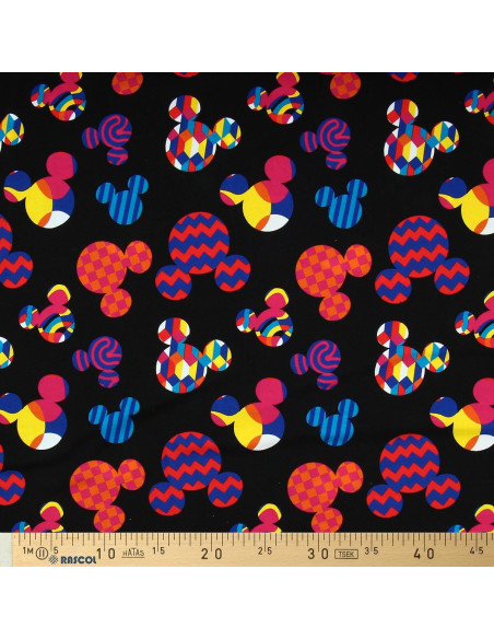 Tissu jersey Disney - Tête de Mickey multicolore