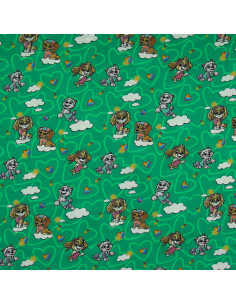 Tissu jersey Pat´ Patrouille - Nuage fond vert 2