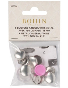Boite de 7 boutons à recouvrir avec outil de pose Bohin - 12 mm